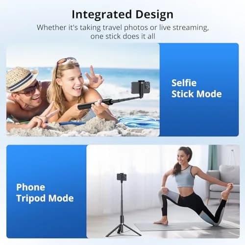 SYNCWIRE Selfie Stick Tripod 55" Aluminum Travel Phone Tripod with Remote for iPhone 17/16/15/14/13/12 Series and More Smartphones thumbnail 8