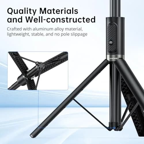 SYNCWIRE Selfie Stick Tripod 55" Aluminum Travel Phone Tripod with Remote for iPhone 17/16/15/14/13/12 Series and More Smartphones thumbnail 2