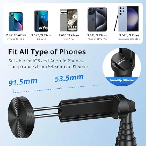 SYNCWIRE Selfie Stick Tripod 55" Aluminum Travel Phone Tripod with Remote for iPhone 17/16/15/14/13/12 Series and More Smartphones thumbnail 3
