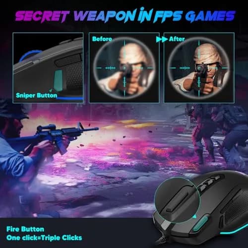 Redragon M614 Wired Gaming Mouse | Up to 8000 DPI, RGB Backlit, 11 Programmable Buttons, Ergonomic Design thumbnail 5