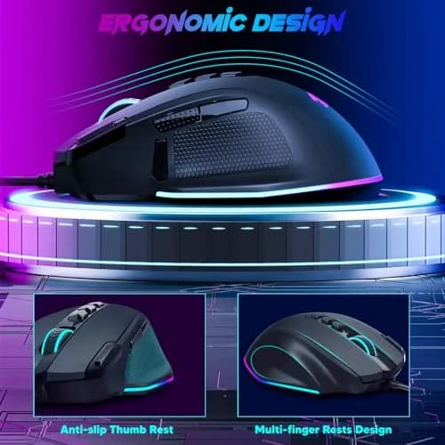 Redragon M614 Wired Gaming Mouse | Up to 8000 DPI, RGB Backlit, 11 Programmable Buttons, Ergonomic Design thumbnail 6