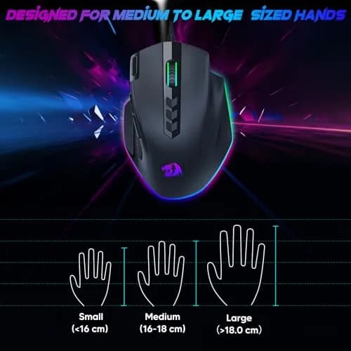 Redragon M614 Wired Gaming Mouse | Up to 8000 DPI, RGB Backlit, 11 Programmable Buttons, Ergonomic Design thumbnail 7
