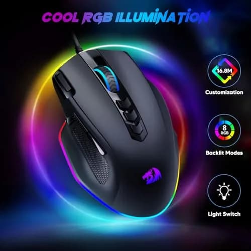 Redragon M614 Wired Gaming Mouse | Up to 8000 DPI, RGB Backlit, 11 Programmable Buttons, Ergonomic Design thumbnail 2