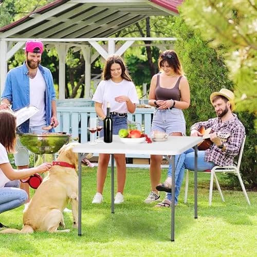 ZENY 34inch Fold in Half Square Table | Portable Plastic Dining Card Table for Indoor & Outdoor Use thumbnail 9