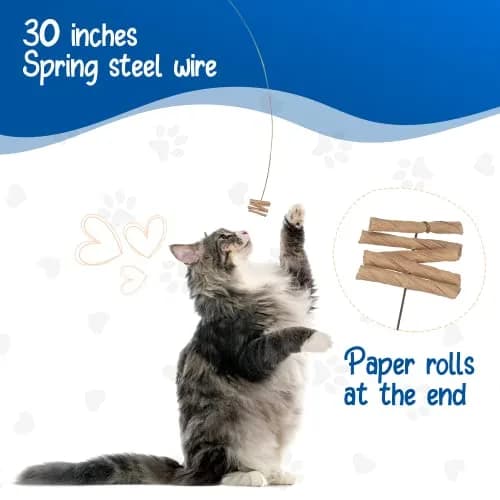 Cat Dancer Interactive Cat Toy 2-Pack | Engaging Paper Roll on 30-Inch Steel Wire for Playful Cats thumbnail 5