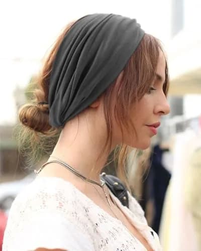 AQOKKA Extra Wide Turban Headbands for Women Large Non Slip Boho Elastic Hairband Twisted Knot Accessories | 4 Count (Pack of 1) thumbnail 4