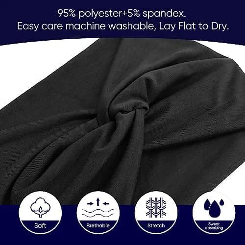AQOKKA Extra Wide Turban Headbands for Women (4 Count, Black) | Boho Elastic Hairband Accessories thumbnail 3
