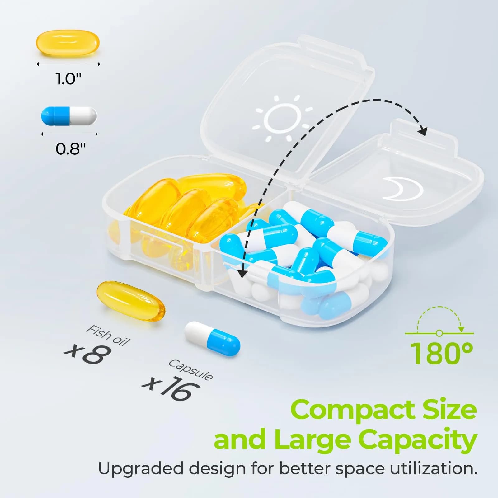AUVON XL Weekly Pill Organizer 2 Times a Day, Pill Box 7 Day with Large Openings, White AM PM Pill Case (1 Count) - view 2
