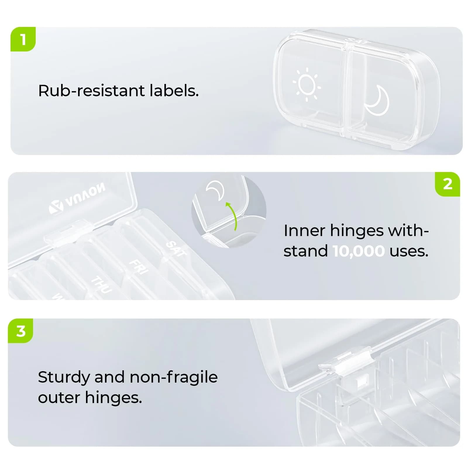AUVON XL Weekly Pill Organizer 2 Times a Day, Pill Box 7 Day with Large Openings, White AM PM Pill Case (1 Count) - view 3