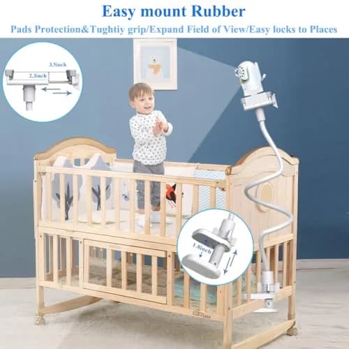 Derebir Flexible Baby Camera Mount Holder for Infant Optics DXR-8/DXR-8 PRO, 85 cm (33.4 inch) | Secure Crib Clamp for Clear Viewing thumbnail 2
