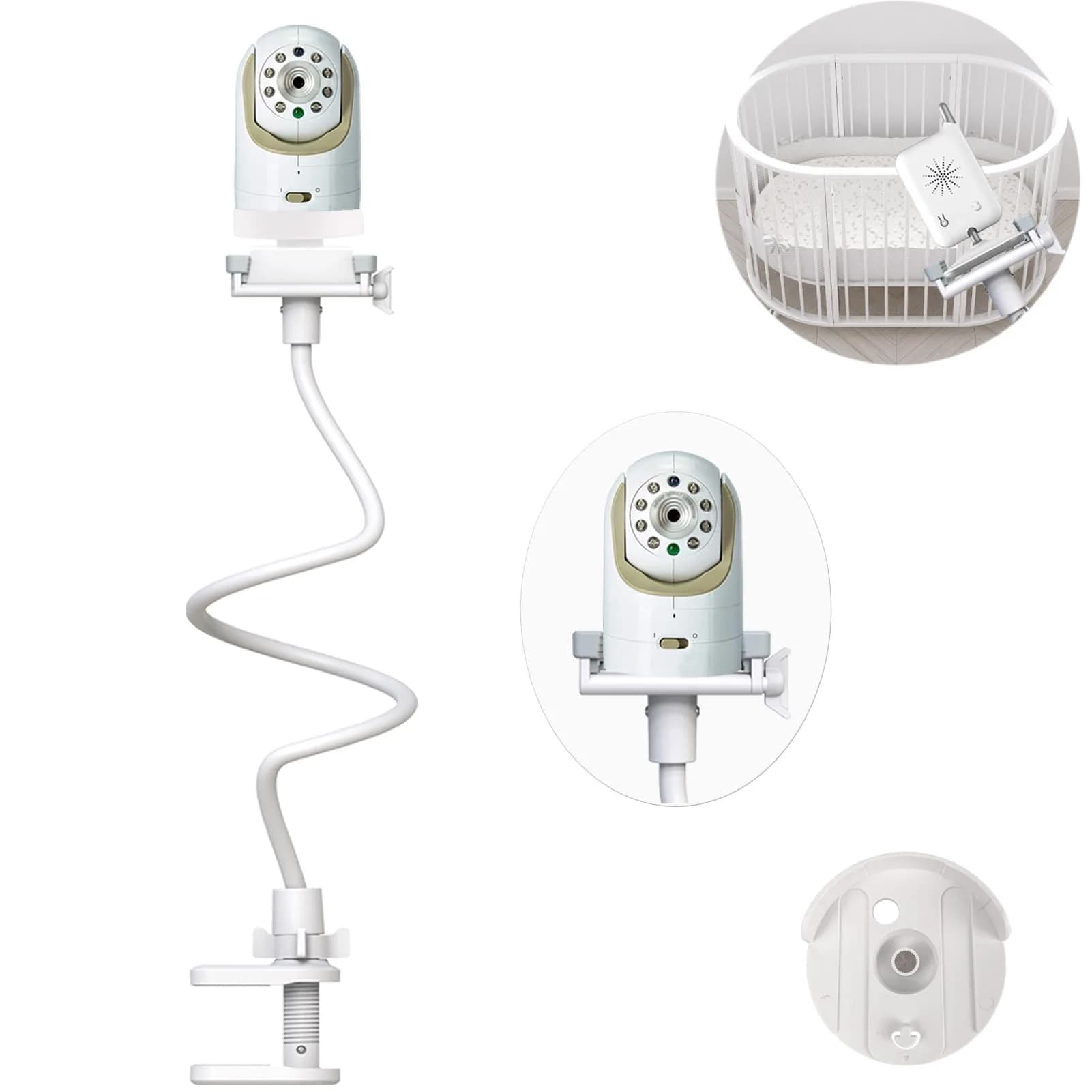 Derebir Flexible Baby Camera Mount Holder for Infant Optics DXR-8/DXR-8 PRO, 85 cm (33.4 inch) | Secure Crib Clamp for Clear Viewing - main product image