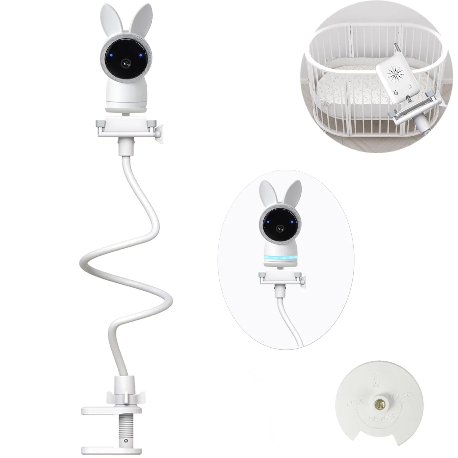 Derebir Flexible Baby Monitor Mount Holder Stand for ARENTI Cameras & Most 1/4" Screw Mounts | 85.6 cm (33.7 inch) — 33.3" for ARENTI
