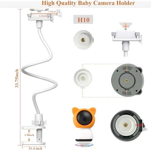 Derebir Flexible Baby Monitor Mount Stand 85.7 cm (33.75 inches) | Secure Crib Clamp for Clearer Views thumbnail 4