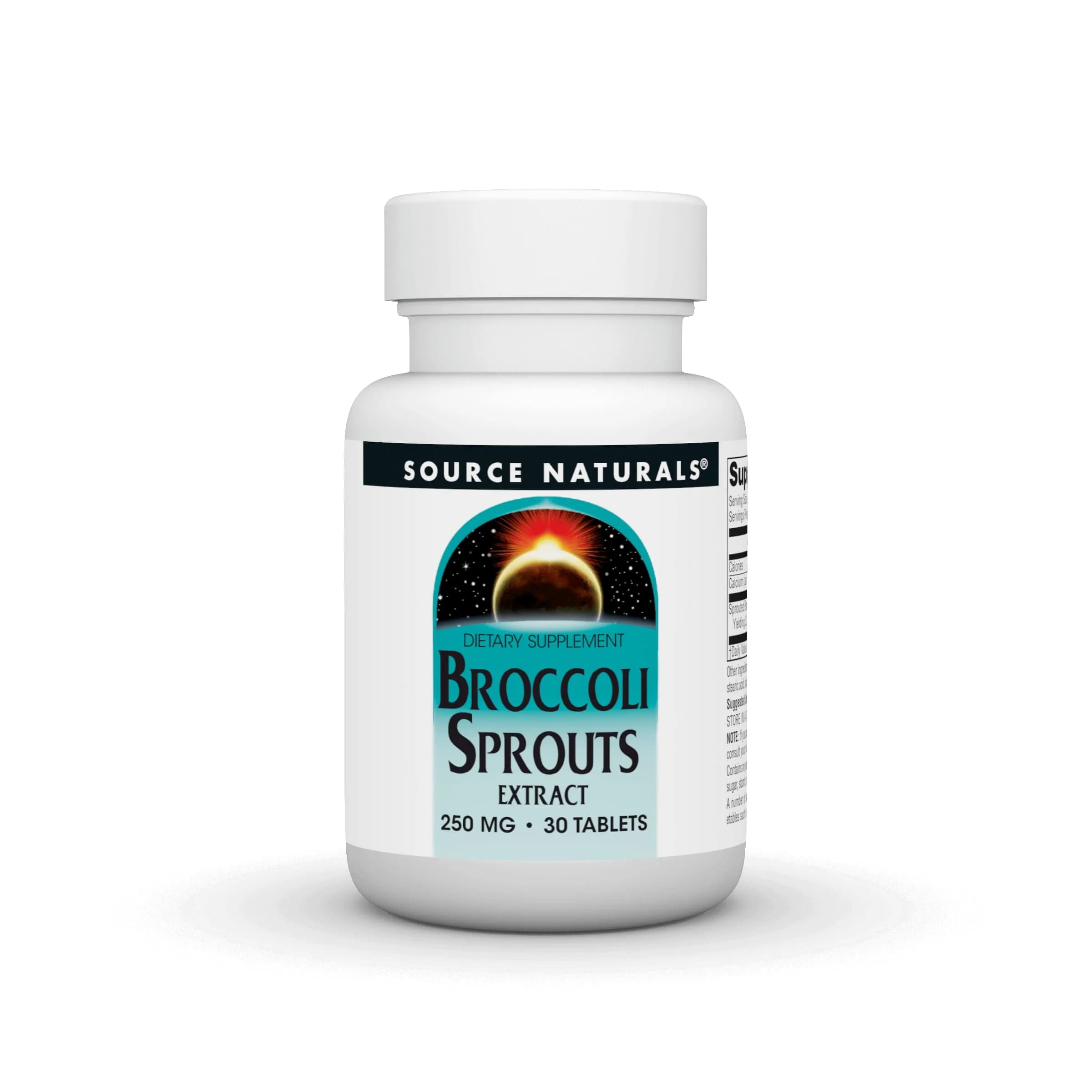 Source Naturals Broccoli Sprouts Extract 250 mg | Sulforaphane 2000 mcg, 30 Tablets, Gluten-Free — Tablet