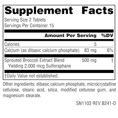 Source Naturals Broccoli Sprouts Extract 250 mg | Sulforaphane 2000 mcg, 30 Tablets, Gluten-Free thumbnail 2