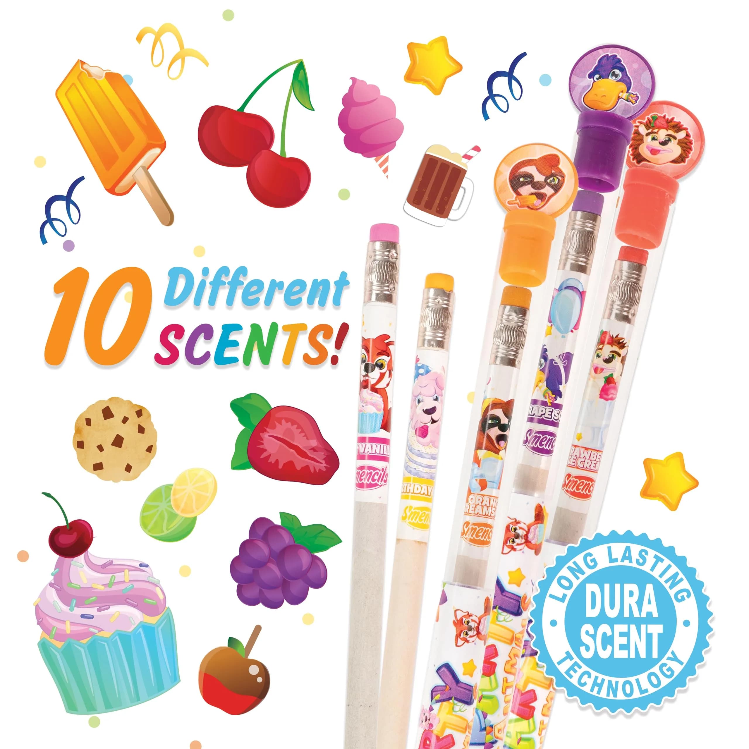 Scentco Party Smencils - Patented Gourmet Scented Graphite HB #2 Pencils, 10 Count | Recycled Newspaper, 2-Year Scent Guarantee - view 3