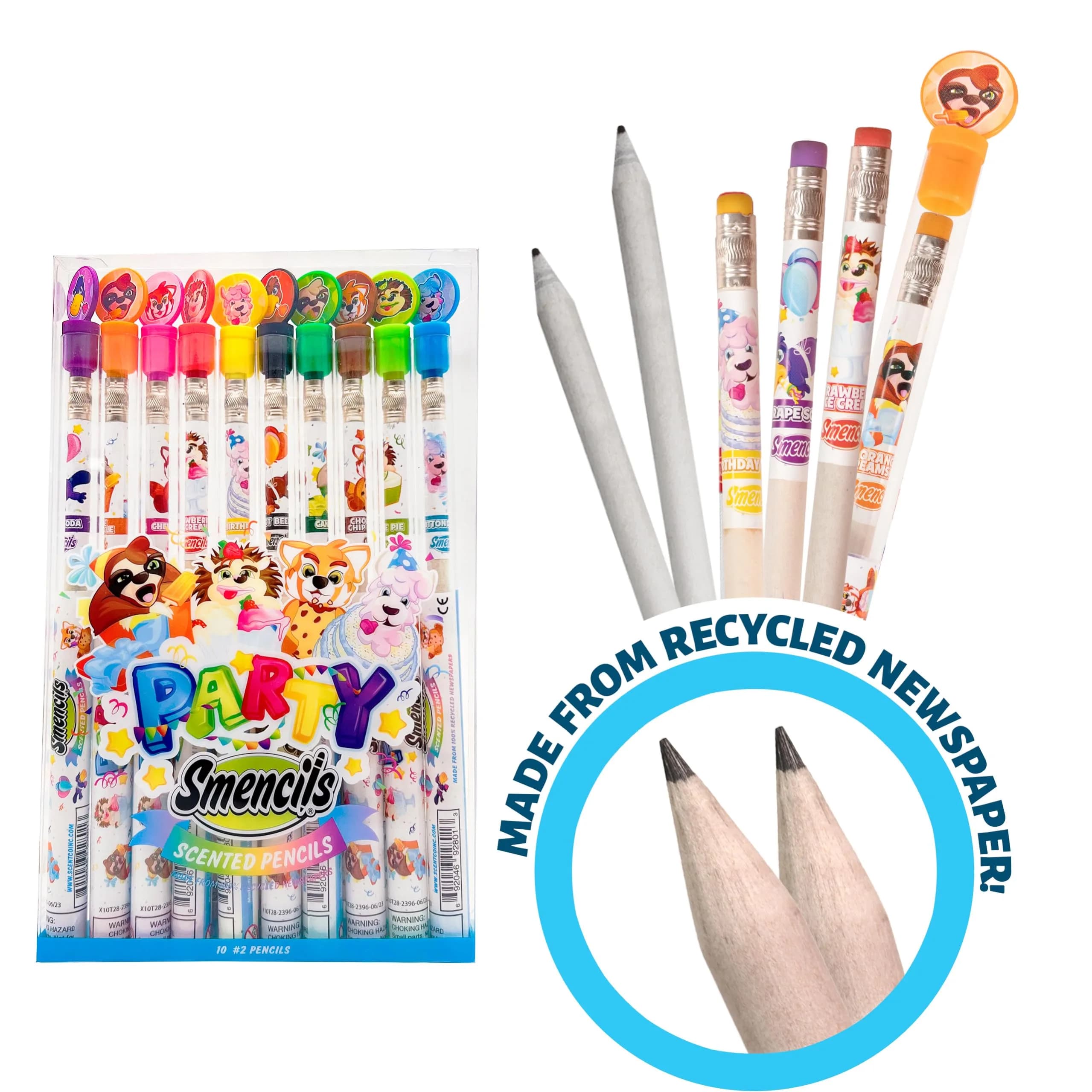 Scentco Party Smencils - Patented Gourmet Scented Graphite HB #2 Pencils, 10 Count | Recycled Newspaper, 2-Year Scent Guarantee - view 4