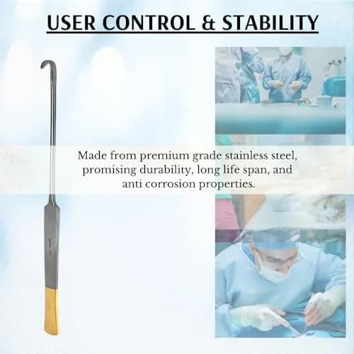 HIGH TECH INSTRUMENTS Snook Hook 8" Veterinary Surgical Instruments Gold Handle Ends | Stainless Steel, Reusable, Autoclavable thumbnail 5