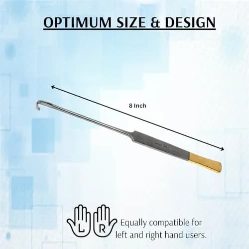 HIGH TECH INSTRUMENTS Snook Hook 8" Veterinary Surgical Instruments Gold Handle Ends | Stainless Steel, Reusable, Autoclavable thumbnail 6