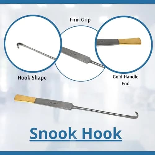 HIGH TECH INSTRUMENTS Snook Hook 8" Veterinary Surgical Instruments Gold Handle Ends | Stainless Steel, Reusable, Autoclavable thumbnail 2