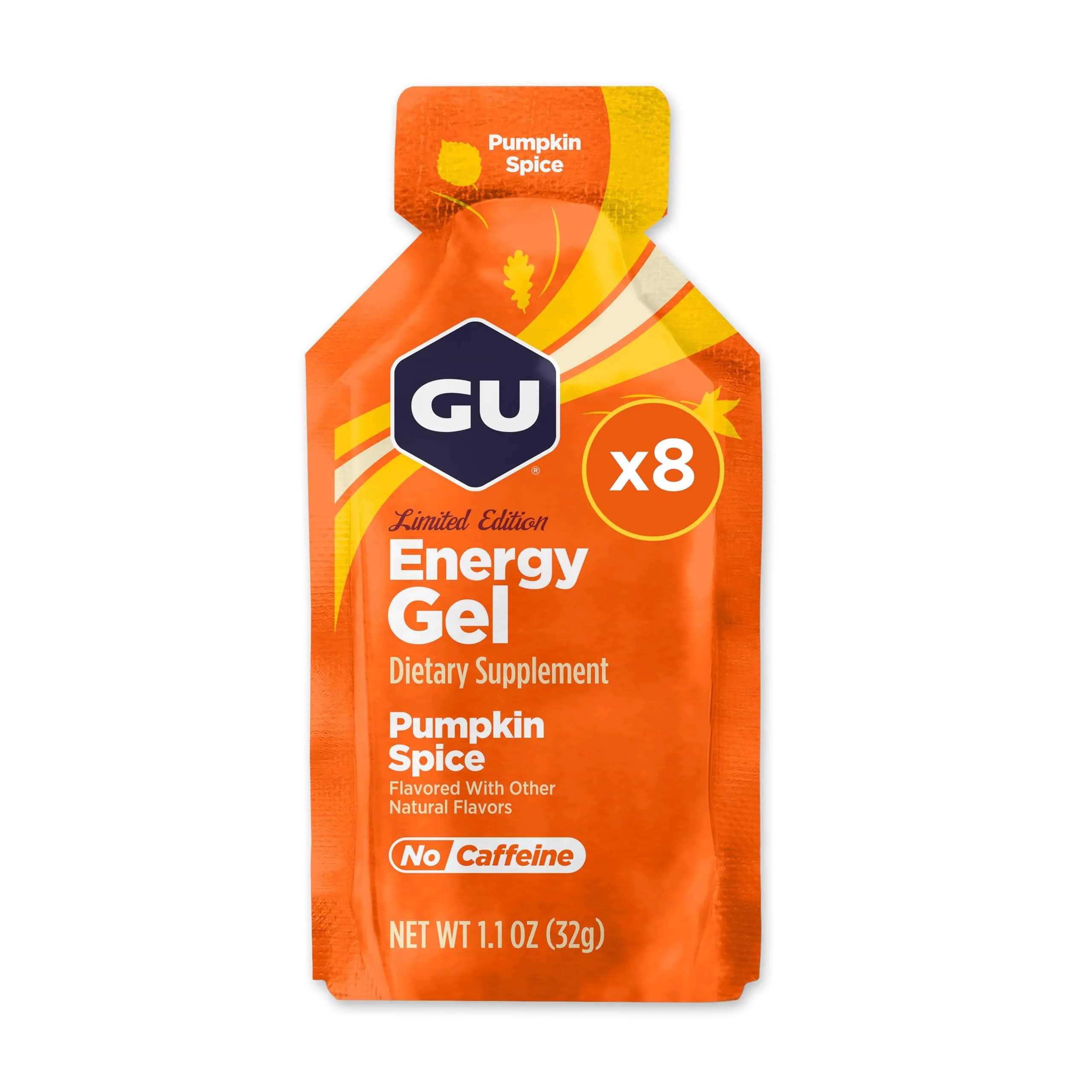 GU Energy Original Pumpkin Spice Energy Gels (8 x 1.1 Fl Oz) | Caffeine-Free Dual Source Fuel for Athletes - main product image