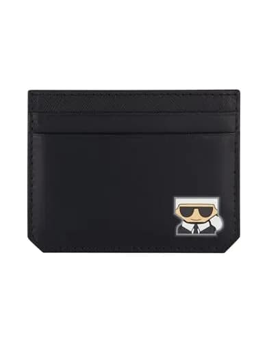 KARL LAGERFELD Paris Women's Slim Card Holder, Black | Saffiano Leather, Logo, Daily Use thumbnail 1