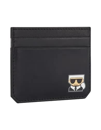 KARL LAGERFELD Paris Women's Slim Card Holder, Black | Saffiano Leather, Logo, Daily Use thumbnail 2