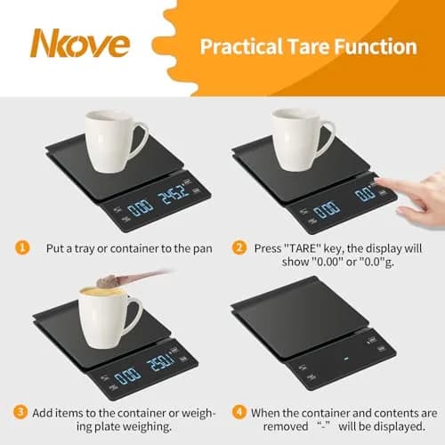 Nkove Digital Coffee Scale with Timer, 0.1g Precision, 3kg Capacity | Compact & Accurate for Home & Cafe thumbnail 5