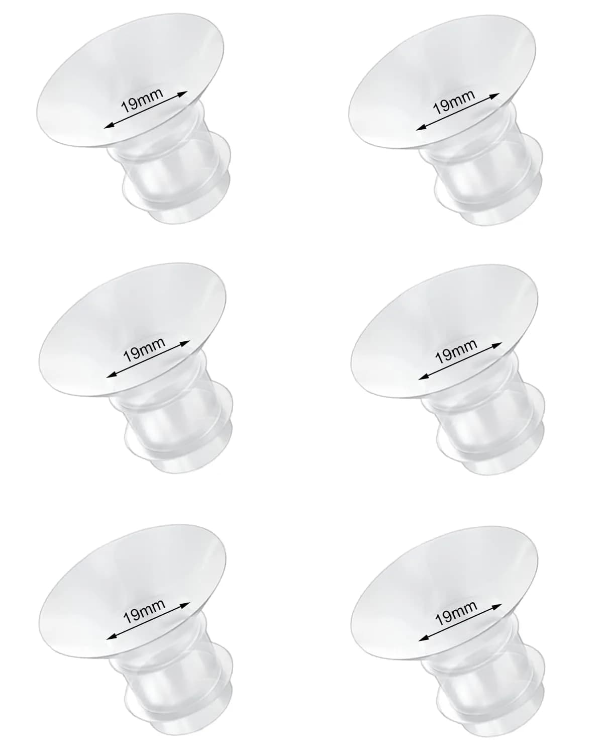 IVARONAL Flange Inserts 19mm | Compatible with Most Breast Pumps, Reduce Tunnel to Correct Size, Food-Grade Silicone, 6PCS — 6pcs-19mm
