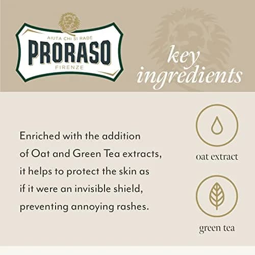 Proraso Shaving Cream Oatmeal & Green Tea 300ml (10.2 Fl Oz) | Nourishing & Gentle Formula for Sensitive Skin thumbnail 4