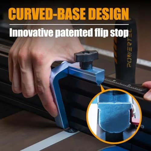 POWERTEC Precision Miter Gauge System for Table Saw Kit w/Telescoping Fence | 11 Preset Angle Stops thumbnail 8