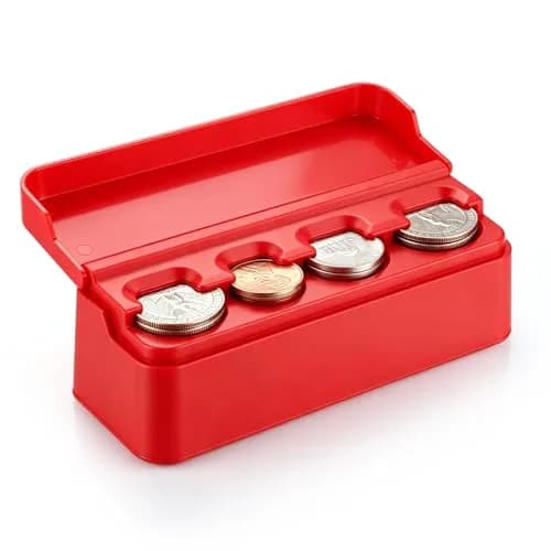 SINGARO Coin Holder for Car, Coin Change Organizer Compatible with Coins of Different Sizes, Dash-Mounted Holder Suitable for Most Cars, Trucks (Red) | Neat, Versatile thumbnail 1