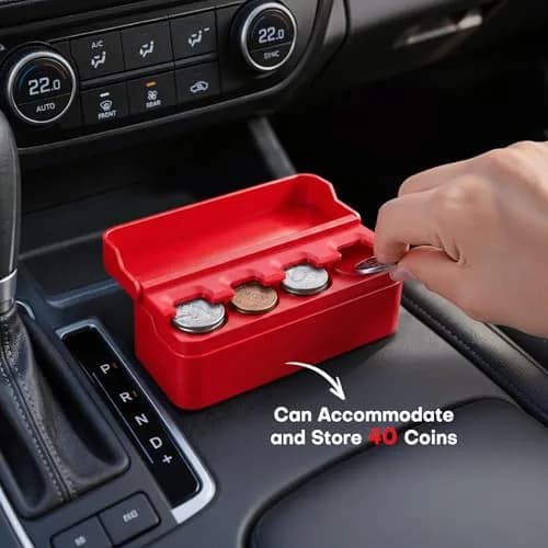 SINGARO Coin Holder for Car, Coin Change Organizer Compatible with Coins of Different Sizes, Dash-Mounted Holder Suitable for Most Cars, Trucks (Red) | Neat, Versatile thumbnail 4