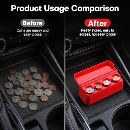 SINGARO Coin Holder for Car, Coin Change Organizer Compatible with Coins of Different Sizes, Dash-Mounted Holder Suitable for Most Cars, Trucks (Red) | Neat, Versatile thumbnail 5