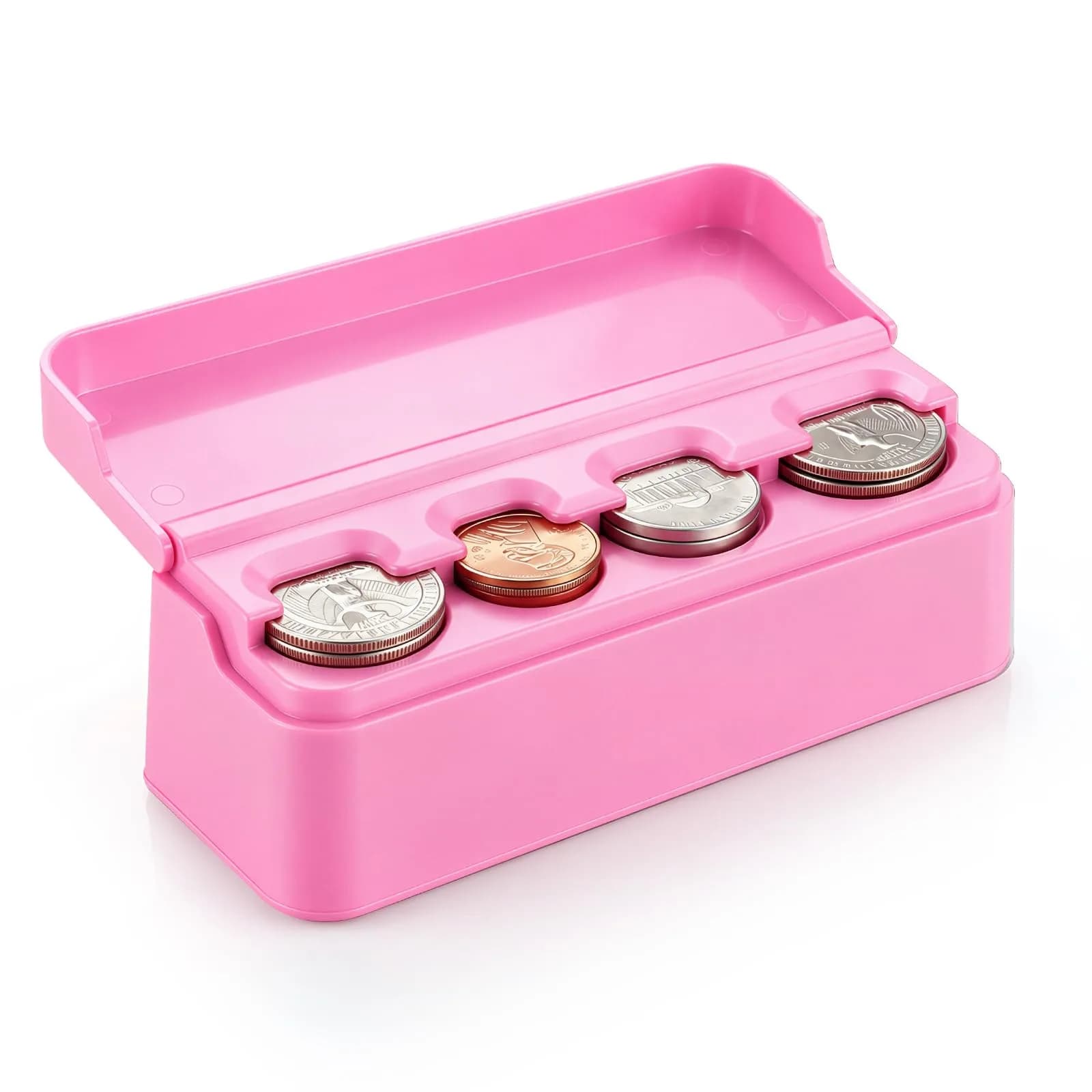 SINGARO Coin Holder for Car, Coin Change Organizer Compatible with Coins of Different Sizes, Dash-Mounted Holder Suitable for Most Cars, Trucks (Black) | Modern, Water-Resistant — PINK / 1pc