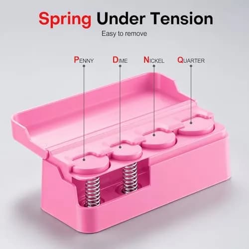 SINGARO Pink Coin Holder for Car, Dash-Mounted Organizer with 4 Slots | 6.8 cm (2.68 in) Width thumbnail 3