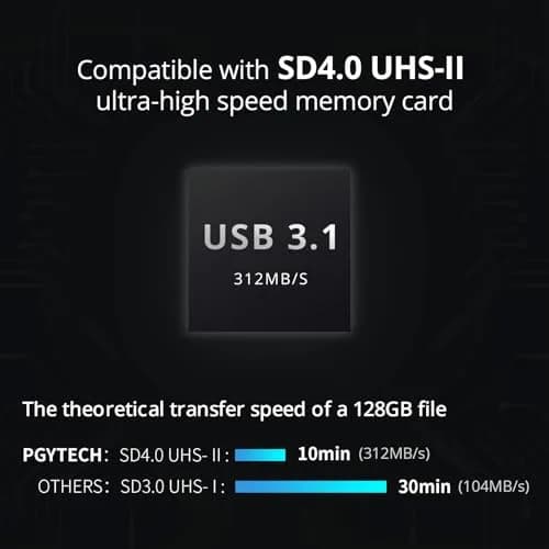 PGYTECH SD Card Reader USB 3.1 Micro SD 4.0 Card Case, Memory Card Reader | Ultra-Speed Data Transfer, IP54 Waterproof, Type-C Compatible thumbnail 3