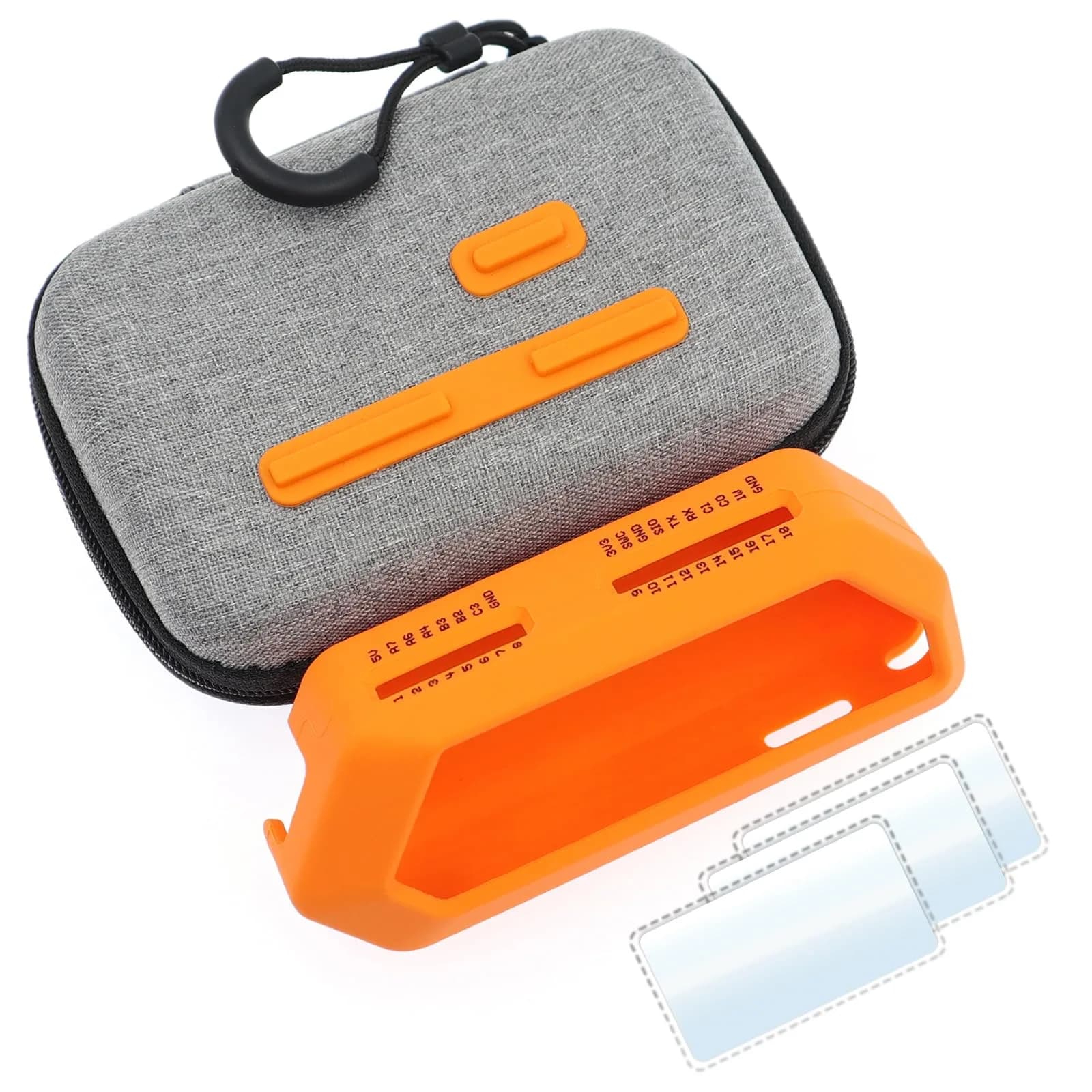 HCJYC 5-in-1 Protective Case Set for Flipper Zero, Soft Silicone & EVA Carrying Case with 3 Screen Protectors, Orange - view 4