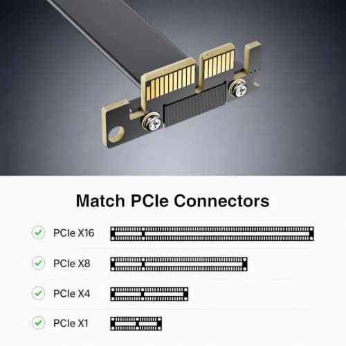 10Gtek PCIe 3.0 x1 Riser Cable 15cm (0.49ft) | Male 90° to Female 90° Extender Jumper for Graphics thumbnail 2