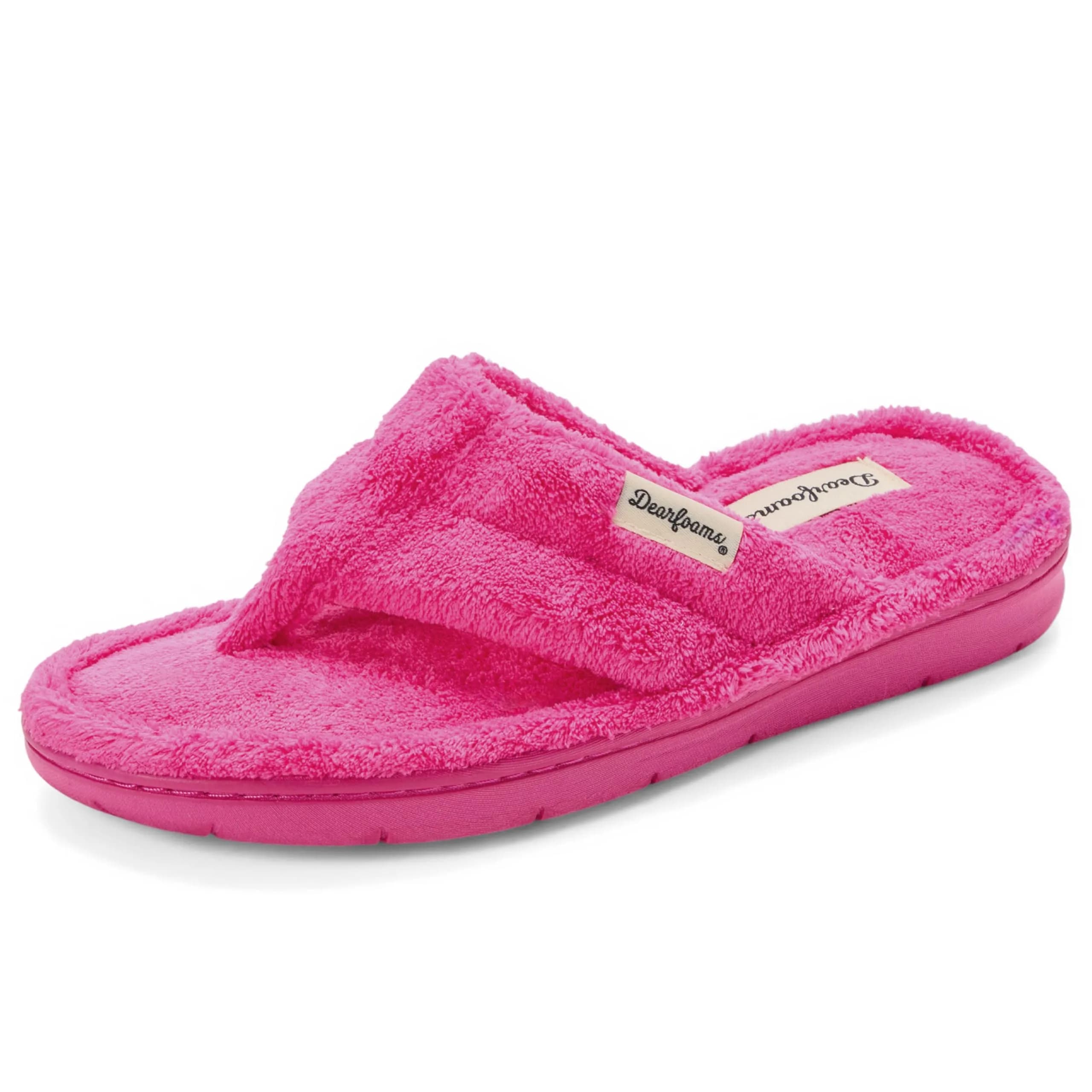 Dearfoams Melanie Terry Thong Slipper, Paradise Pink, 7-8 | Memory Foam Indoor-Outdoor Comfort — Paradise Pink
