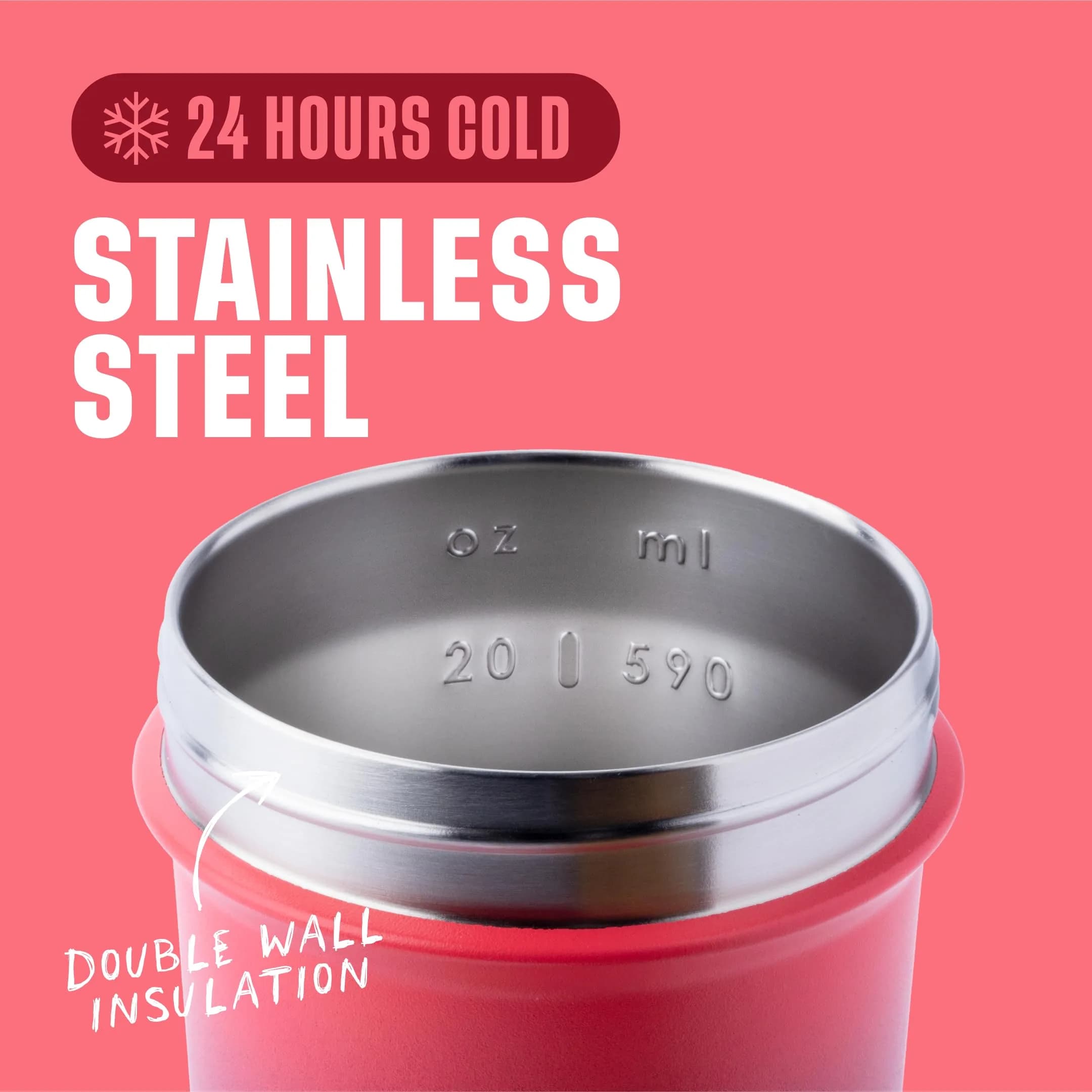 BlenderBottle Sport Sleek Stainless Steel Shaker Bottle 740ml (25 oz) | Keeps Drinks Cold 24 Hours - view 3