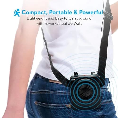 Pyle Portable Voice Amplifier 50W with Headset Mic | Rechargeable Battery, 8+ Hrs Use thumbnail 4