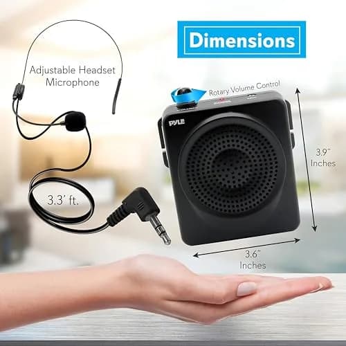 Pyle Portable Voice Amplifier 50W with Headset Mic | Rechargeable Battery, 8+ Hrs Use thumbnail 2