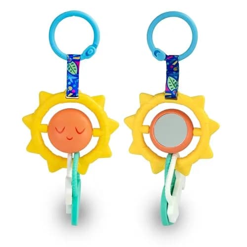 BEBÉ FUERTE Strong & Sunny Clip On Stroller Toy for Infants | Bilingual Developmental Baby Teething Toy thumbnail 1