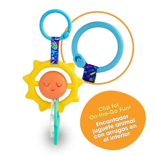 BEBÉ FUERTE Strong & Sunny Clip On Stroller Toy for Infants | Bilingual Developmental Baby Teething Toy thumbnail 2