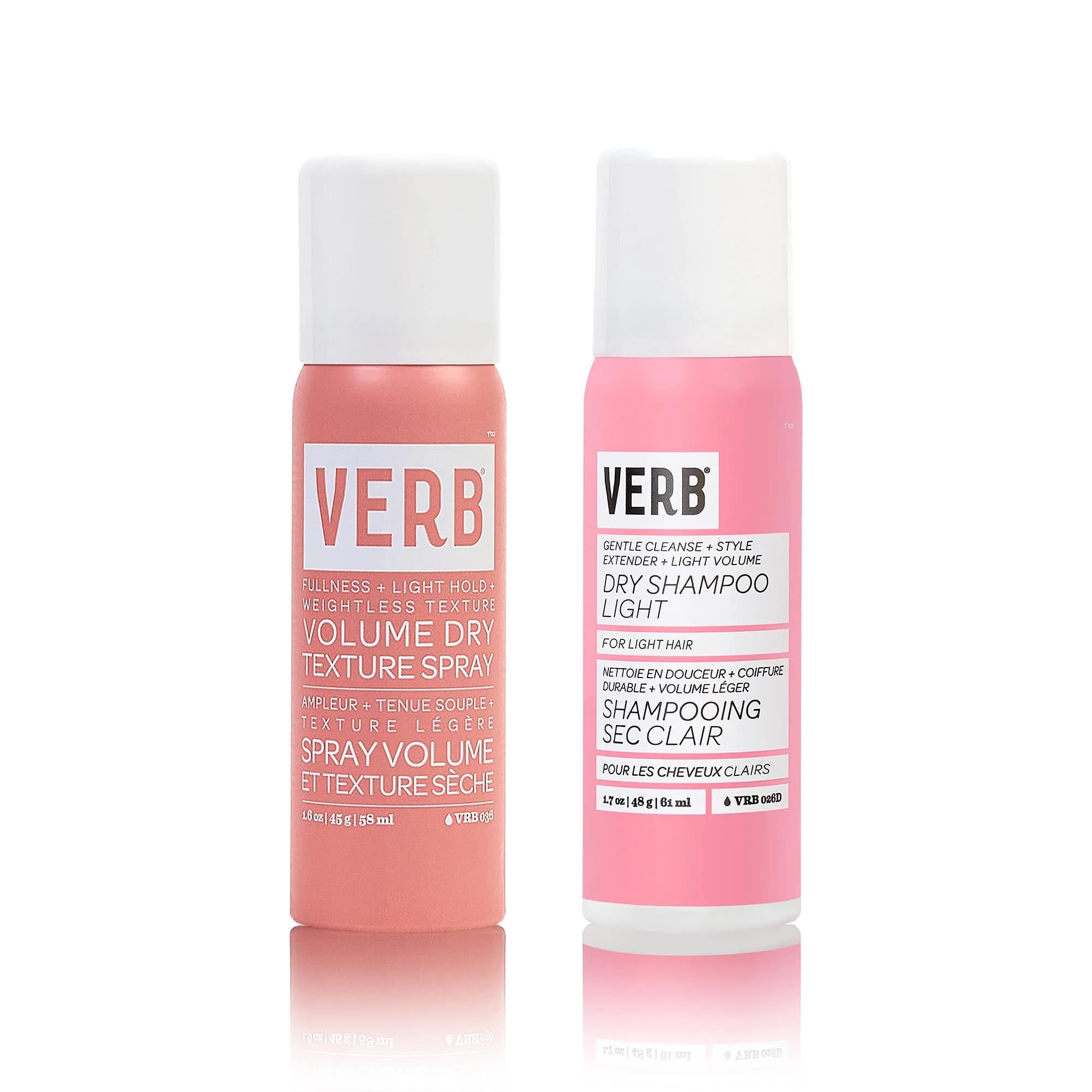 VERB Volume Dry Texture Spray + Dry Shampoo Light Duo | Light Hold, Absorbs Oil & Odors, Vegan (Light 1.60 Fl Oz, Pack of 2) — Light 1.60 Fl Oz