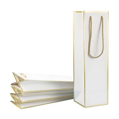Miraclekoo Gold 4 pcs gift_wrap | Luxury gift bags for wine bottles, 4"x4"x13.8" with handles thumbnail 1
