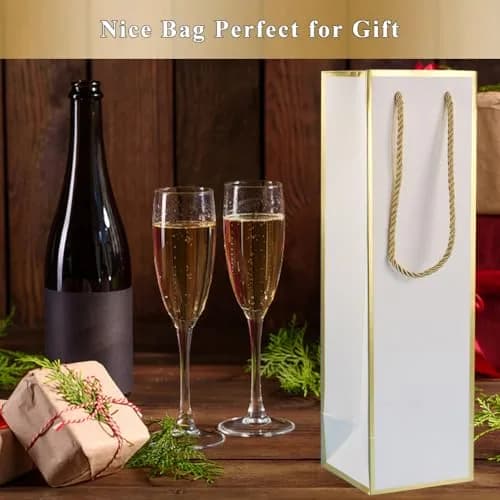 Miraclekoo Gold 4 pcs gift_wrap | Luxury gift bags for wine bottles, 4"x4"x13.8" with handles thumbnail 5