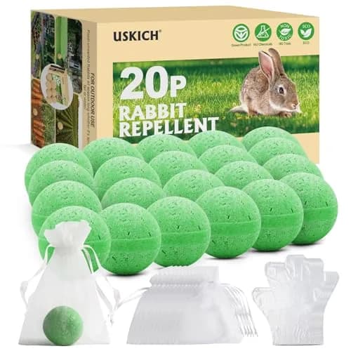 USKICH Natural Peppermint Oil Rabbit Repellent Pellets 20 Pack | 20 Count, 8 Gloves, 10 Mesh Bags thumbnail 1