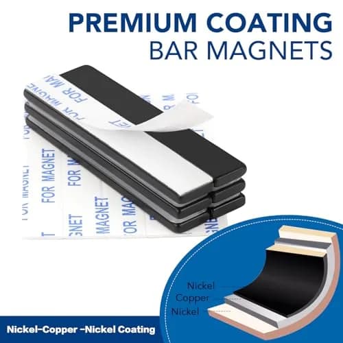 TRYMAG Strong Neodymium Bar Magnets with Adhesive Backing, 50 Pack, 60x10x3 mm | Powerful Rare Earth Magnets for Industrial & DIY Use thumbnail 2